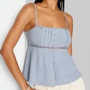 NWT, SZ XL, Lace Trim Cami Top, Blue